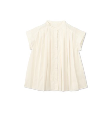 【一部店舗限定販売】スタンドカラープリーツフレアブラウス≪手洗い可能≫