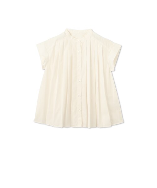 【一部店舗限定販売】スタンドカラープリーツフレアブラウス≪手洗い可能≫