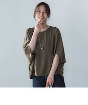 【WEB限定】サテンフィールドレープブラウス≪セットアップ対応/洗濯機で洗える≫