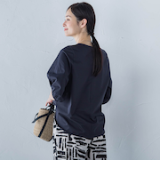 【WEB限定】きれいめハーフスリーブカットソー ≪接触冷感／洗濯機OK≫
