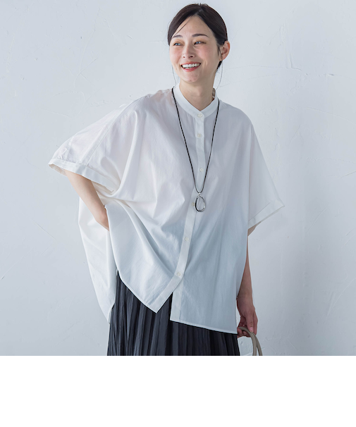 【WEB限定】フランスアヤロングブラウス≪手洗い可能≫