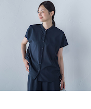 【WEB限定】フィルムストライプギャザーブラウス ≪手洗い可能≫