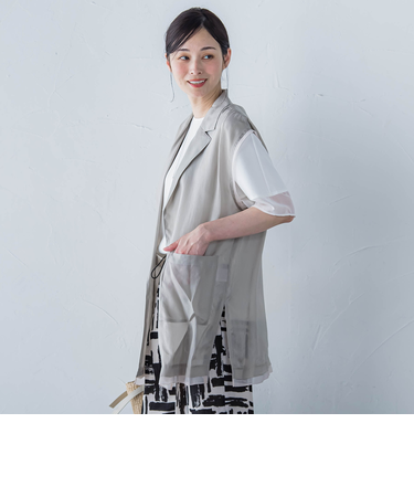 【WEB限定】フィブリルタフタロングジレ ≪手洗い可能≫