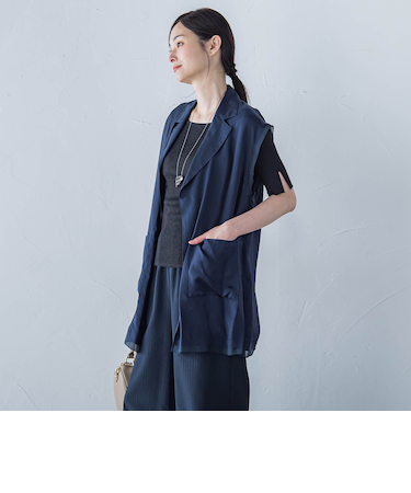 【WEB限定】フィブリルタフタロングジレ ≪手洗い可能≫