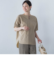 【晴れ軽】撥水UVキーネックブラウス≪UV/接触冷感/撥水性/洗濯機で洗える≫