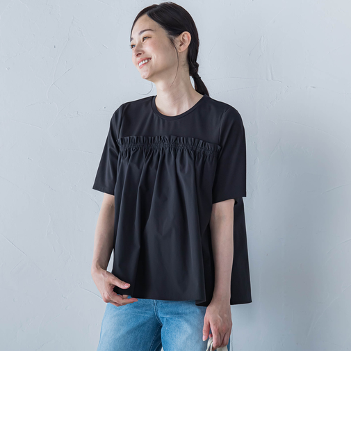 【晴れ軽】撥水UVドッキングカットソー≪UV/接触冷感/撥水性/洗濯機で洗える≫