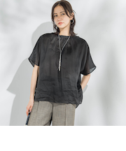 【WEB限定】ラミーギャザーブラウス≪洗濯機で洗える≫