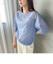 【WEB限定】リボンカットジャガードシアーブラウス