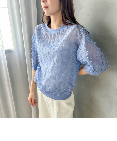 【WEB限定】リボンカットジャガードシアーブラウス