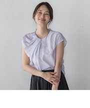 【WEB限定】シアードビーストライプタックブラウス ≪手洗い可能≫