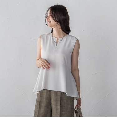 キレイ×リラックス ペプラムブラウス≪接触冷感/UV/洗濯機で洗える≫