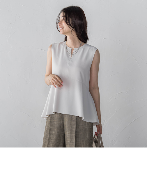 キレイ×リラックス ペプラムブラウス≪接触冷感/UV/洗濯機で洗える≫