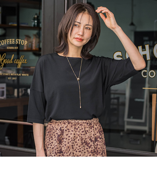 バックボタン5分袖ニット≪手洗い可能≫