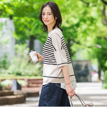 バックボタン5分袖ニット≪手洗い可能≫