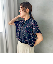 【WEB限定】プリントアムンゼンブラウス≪洗濯機で洗える/透けにくい≫