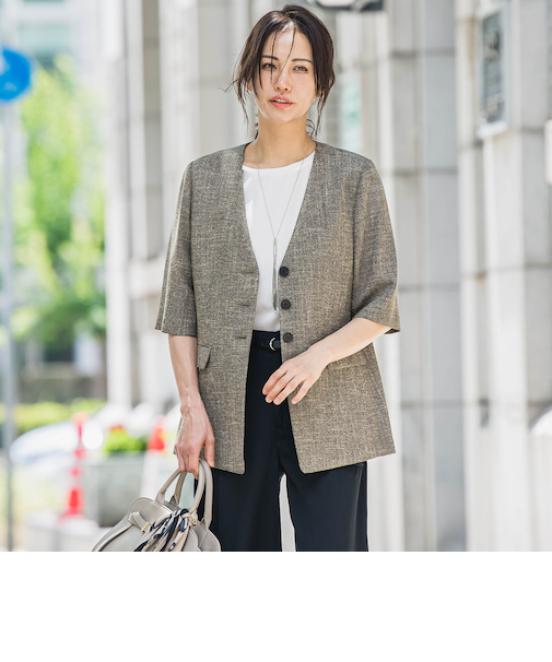 トリッカースラブハーフスリーブジャケット≪手洗い可能・防シワ・UV≫