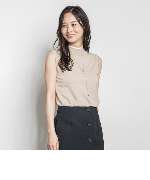 ノースリーブハイネックニット ≪手洗い可能≫
