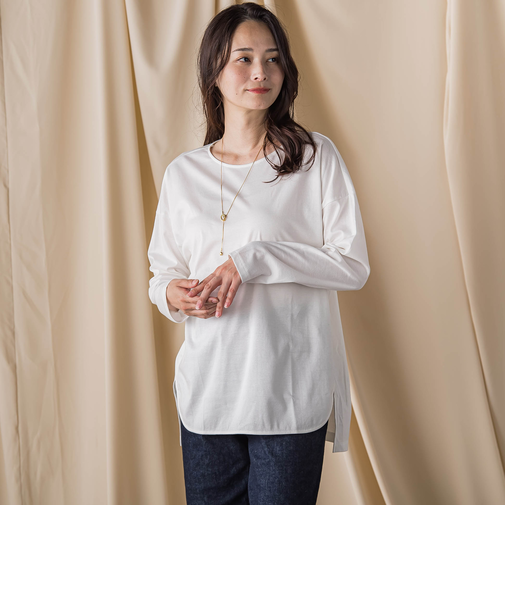 【WEB限定】汗じみ防止スムースロングTシャツ ≪洗える／接触冷感≫