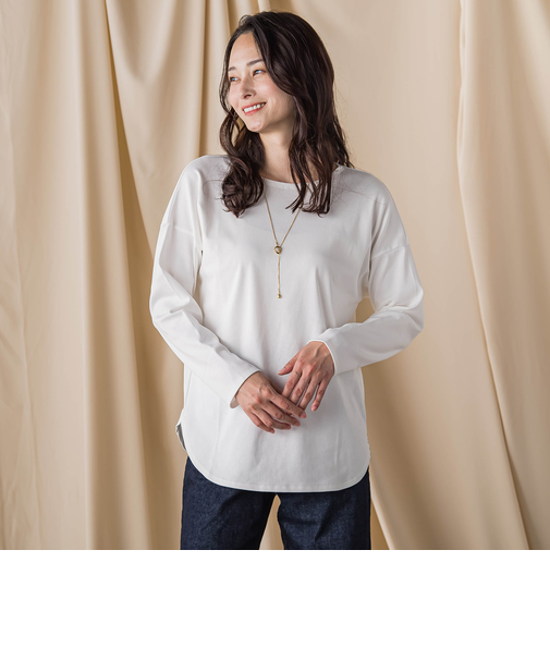 エッセンシャルフライスカットソー ≪洗濯機で洗える≫