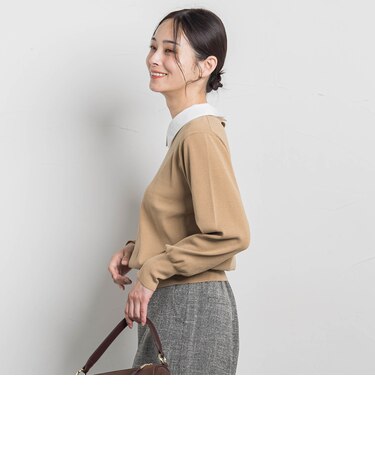 2WAYシャツ襟付きニットプルオーバー≪手洗い可能≫