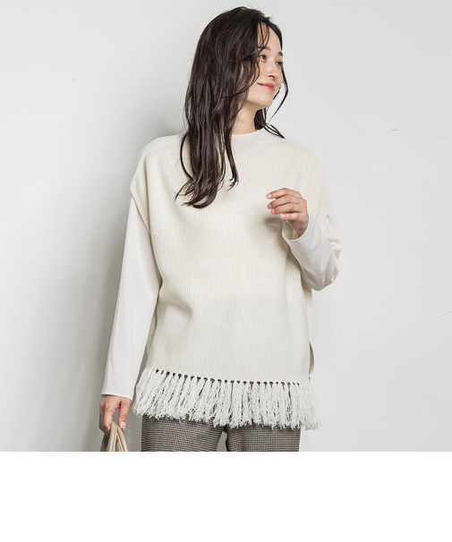 カシミヤシルクフリンジベスト