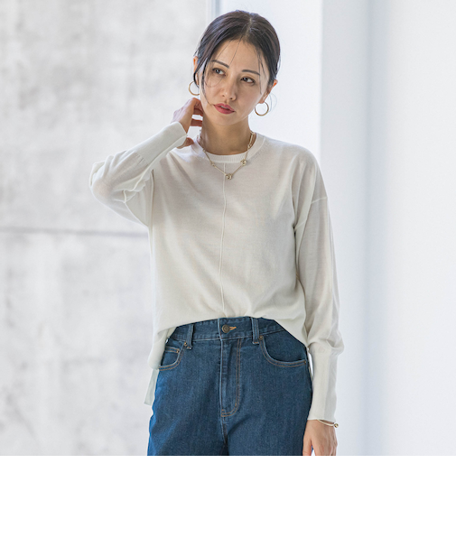 【WEB限定】ベーシックウールクルーネックニット≪洗える≫