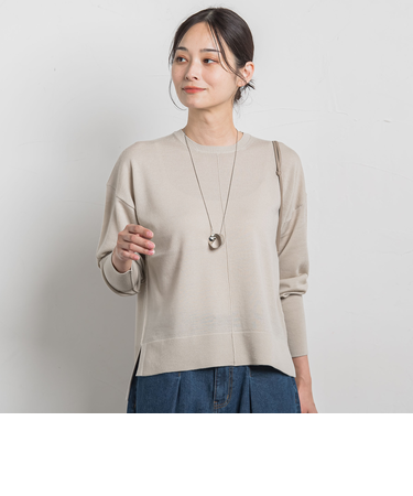 【WEB限定】ベーシックウールクルーネックニット≪洗える≫