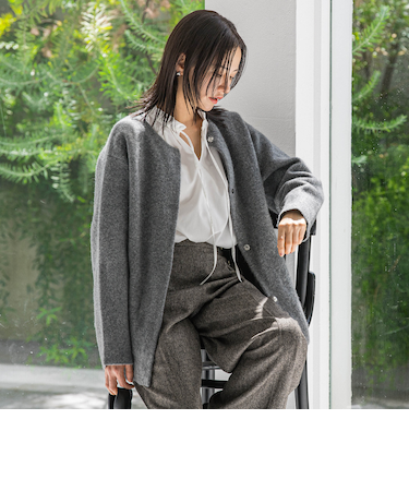 フォックス混ニットジャケット