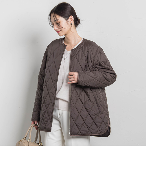 撥水キルティングコート≪袖取り外し可能≫