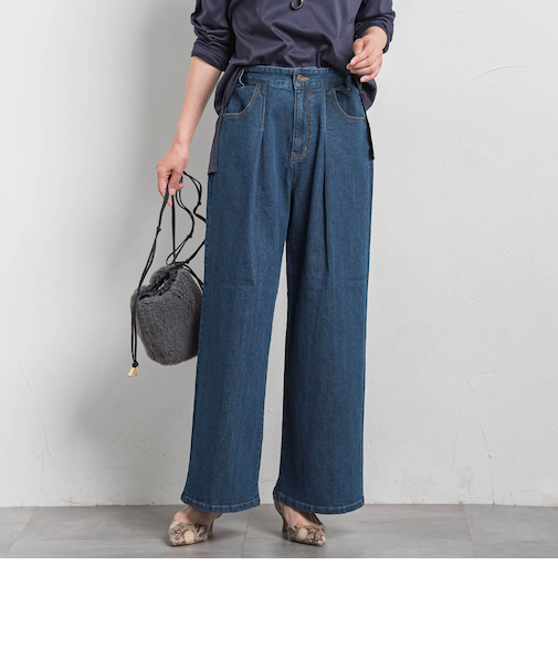 【WEB限定】365デニムパンツ ワイドシルエット≪洗える≫