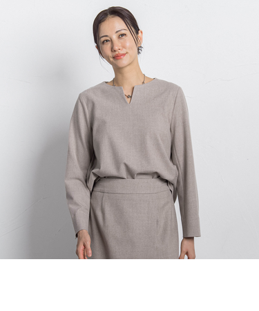 両面起毛キーネックブラウス<WEB限定11号サイズ>