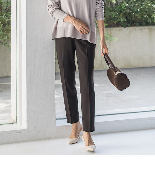 両面起毛テーパードパンツ≪13号あり/洗える/セットアップ対応≫