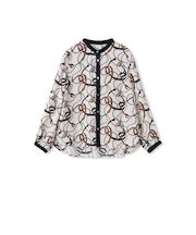 チェーンベルトプリントブラウス