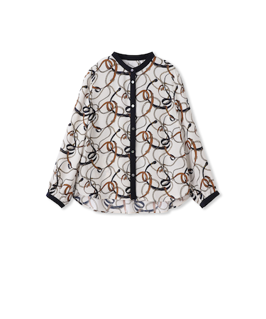 チェーンベルトプリントブラウス