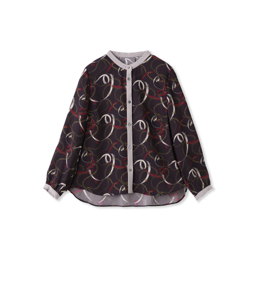 チェーンベルトプリントブラウス