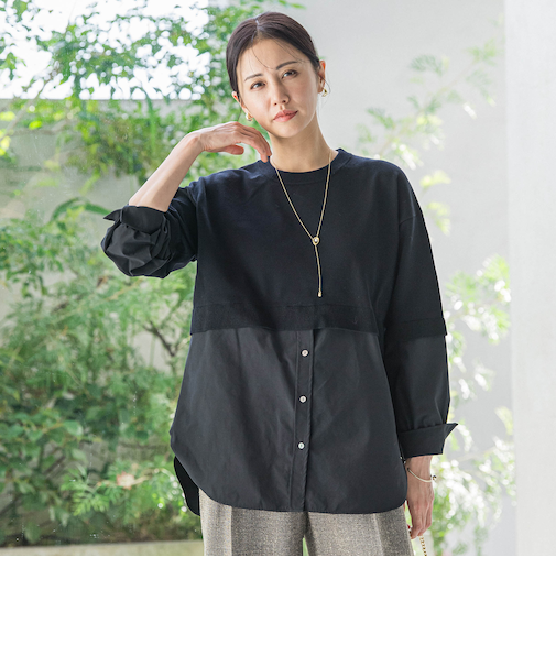 【WEB限定】シャツドッキングニット≪洗える≫