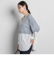 【WEB限定】シャツドッキングニット≪洗える≫