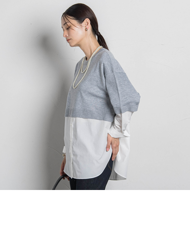 【WEB限定】シャツドッキングニット≪洗える≫