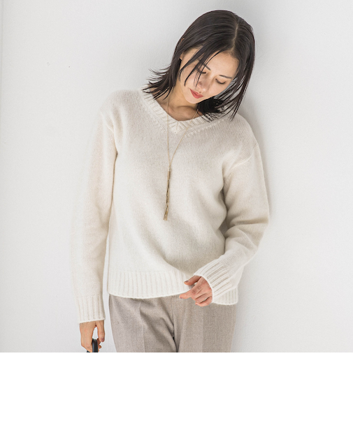 スパンコールラメVネックニット≪洗える≫