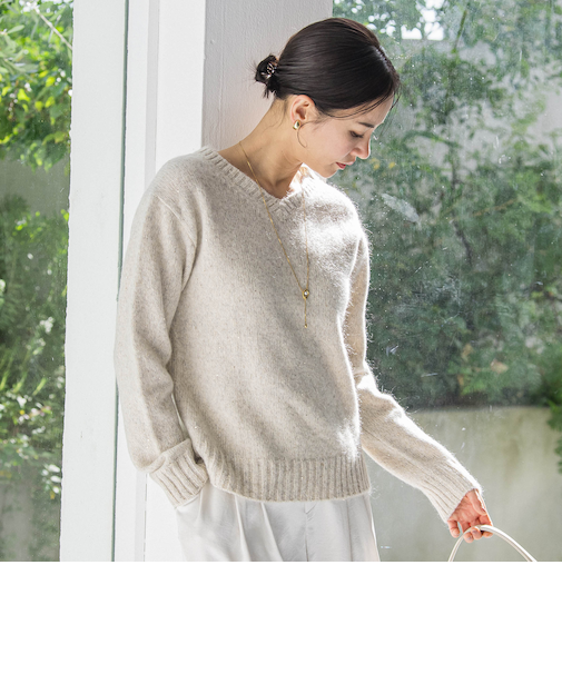 スパンコールラメVネックニット≪洗える≫