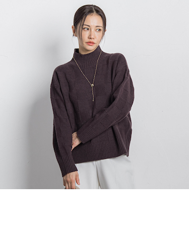 格子柄ハイネックニット≪洗える≫