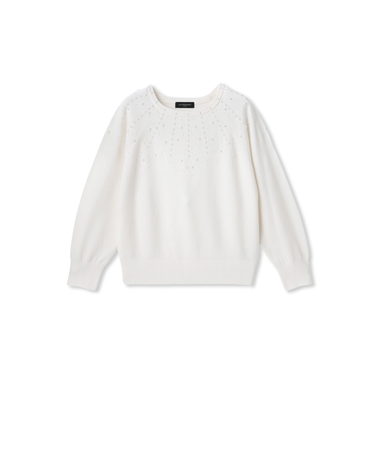 パール刺繍ニットプルオーバー