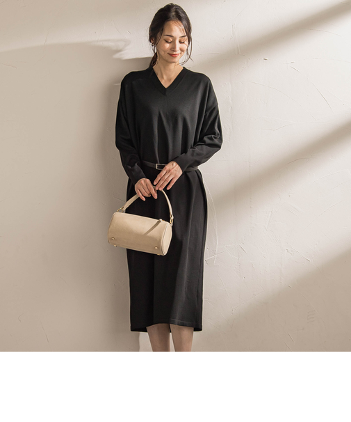 【WEB限定】Vネックニットワンピース≪丈長めあり/手洗い可能≫
