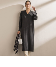 【WEB限定】Vネックニットワンピース≪丈長めあり/手洗い可能≫