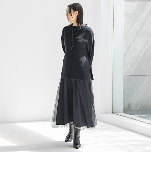 パウダーサテンリバーシブルスカート