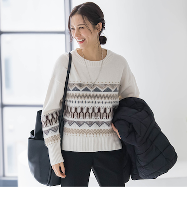 ノルディック柄ニット≪洗える≫