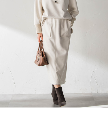 【WEB限定】フェイクスエードナロースカート≪セットアップ対応/洗える≫