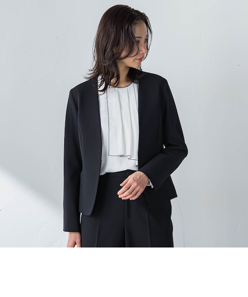 トリクシオンノーカラージャケット≪セットアップ対応/手洗い可能≫