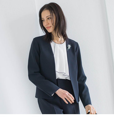 トリクシオンノーカラージャケット≪セットアップ対応/手洗い可能≫