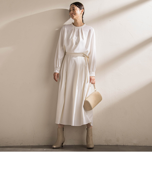 ウールブレンドストレッチフレアスカート≪セットアップ対応/手洗い可能≫